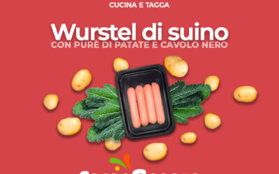 Würstel di suino con purè di patate e cavolo nero