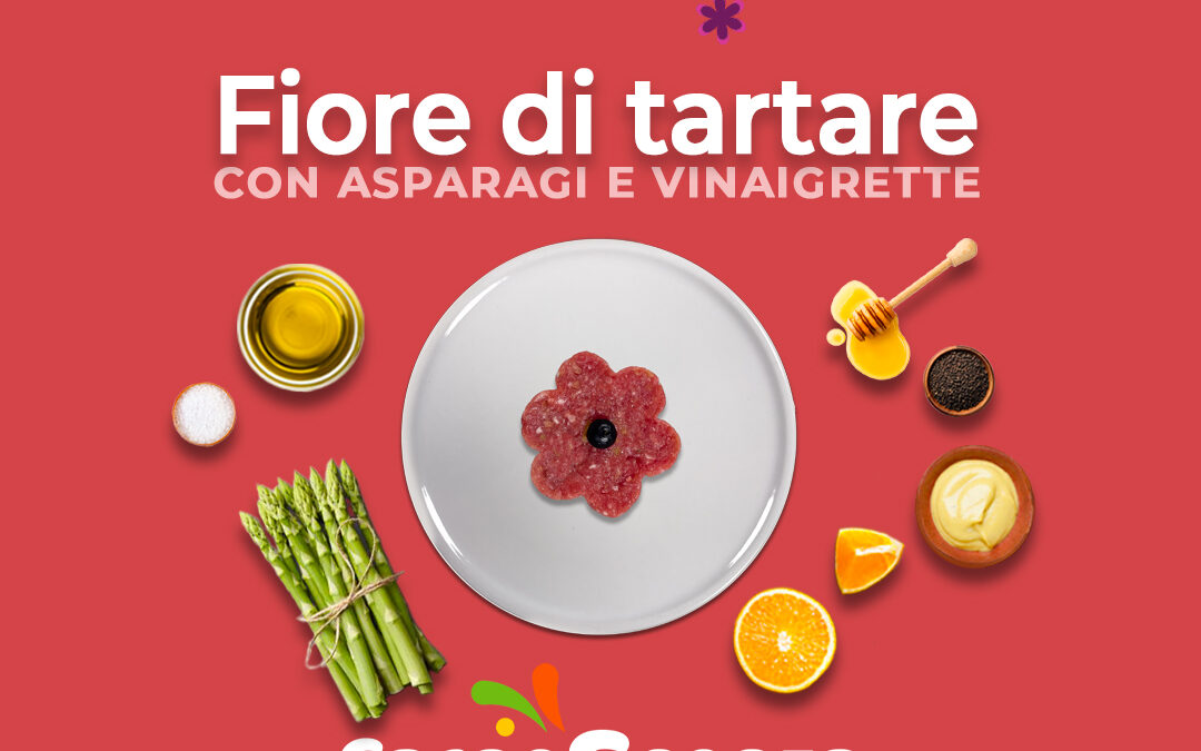 Fiore di tartare con asparagi e vinaigrette d’arancia