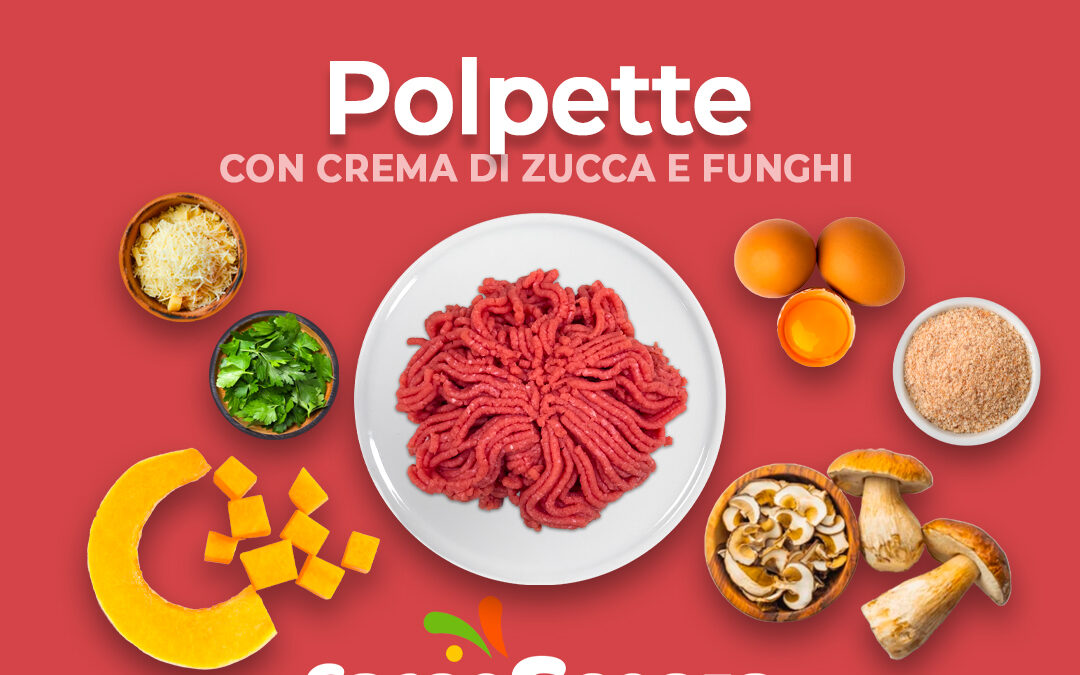 Polpette con crema di zucca e funghi trifolati